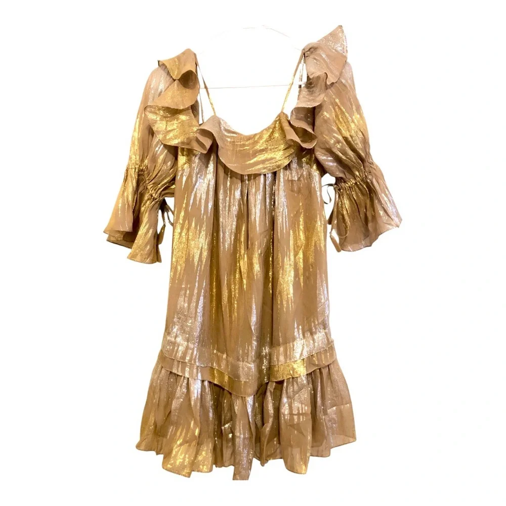 Free People You & Me Metallic Mini Dress EUC Small - Picture 3 of 6